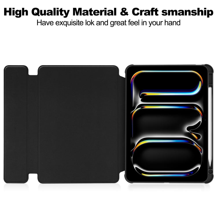For iPad Pro 13 2024 Transparent Rotation Smart Leather Tablet Case(Black) - iPad Pro 13 2024 Cases by PMC TechLife | Online Shopping South Africa | PMC TechLife | Buy Now Pay Later Mobicred