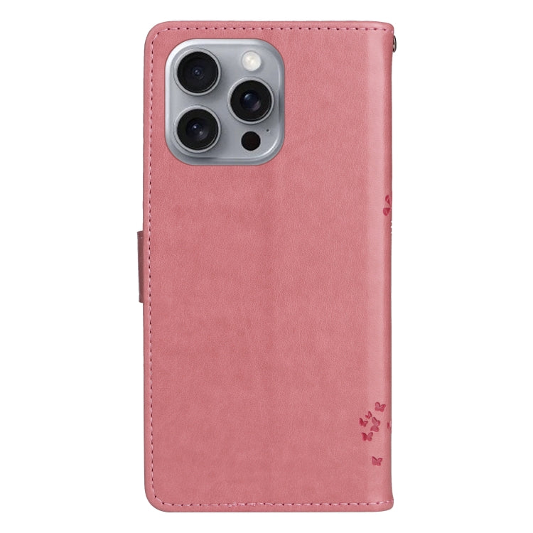 For iPhone 16 Pro Max Tree & Cat Embossed Pattern Flip Leather Phone Case(Pink) - iPhone 16 Pro Max Cases by PMC TechLife | Online Shopping South Africa | PMC TechLife | Buy Now Pay Later Mobicred