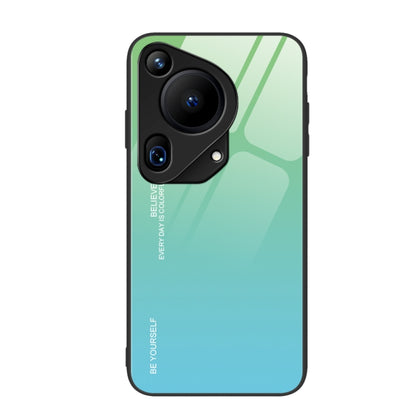 For Huawei Pura 70 Ultra Gradient Color Glass Phone Case(Green Cyan) - Huawei Cases by PMC Jewellery | Online Shopping South Africa | PMC Jewellery | Buy Now Pay Later Mobicred