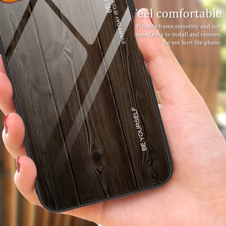 For Huawei Pura 70 Wood Grain Glass Phone Case(Black) - Huawei Cases by PMC Jewellery | Online Shopping South Africa | PMC Jewellery | Buy Now Pay Later Mobicred