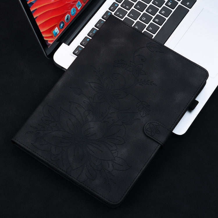 For Lenovo Tab P11 Pro Gen 2 11.2 Lily Embossed Leather Tablet Case(Black) - Lenovo by PMC TechLife | Online Shopping South Africa | PMC TechLife | Buy Now Pay Later Mobicred