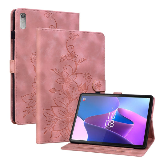 For Lenovo Tab P11 Gen 2 11.5 Lily Embossed Leather Tablet Case(Pink) - Lenovo by PMC Jewellery | Online Shopping South Africa | PMC Jewellery | Buy Now Pay Later Mobicred