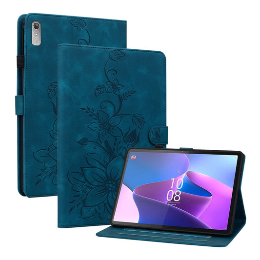 For Lenovo Tab P11 Gen 2 11.5 Lily Embossed Leather Tablet Case(Dark Blue) - Lenovo by PMC Jewellery | Online Shopping South Africa | PMC Jewellery | Buy Now Pay Later Mobicred