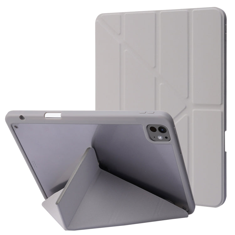 For iPad Pro 11 2024 Deformation Transparent Acrylic Leather Tablet Case(Grey) - iPad Pro 11 2024 Cases by PMC Jewellery | Online Shopping South Africa | PMC Jewellery | Buy Now Pay Later Mobicred