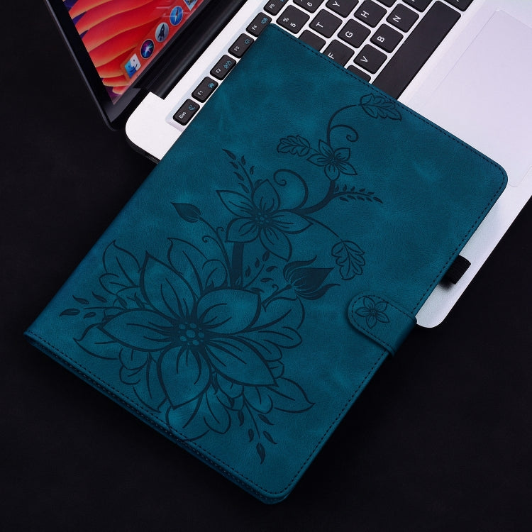 For Huawei MatePad SE 10.4 Lily Embossed Leather Tablet Case(Dark Blue) - Huawei by PMC TechLife | Online Shopping South Africa | PMC TechLife | Buy Now Pay Later Mobicred