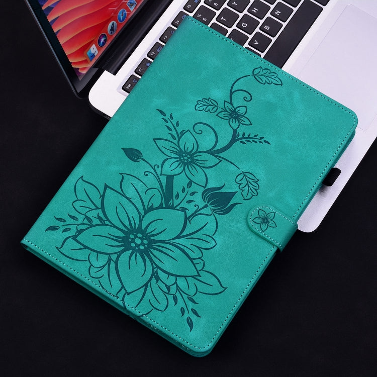 For Honor Pad X8 Pro / X9 2023 Lily Embossed Leather Tablet Case(Green) - Honor by PMC TechLife | Online Shopping South Africa | PMC TechLife | Buy Now Pay Later Mobicred