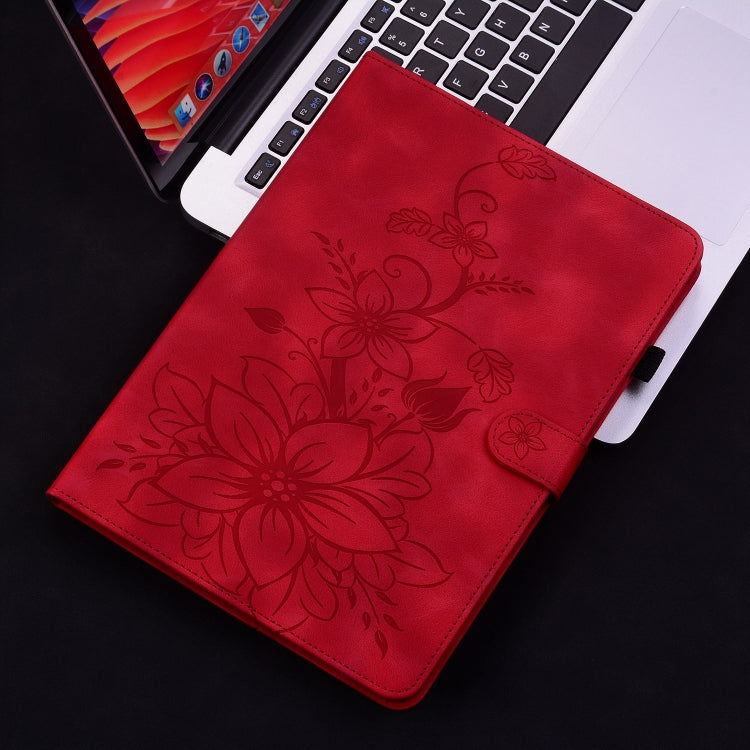 For Honor Pad X8 Pro / X9 2023 Lily Embossed Leather Tablet Case(Red) - Honor by PMC TechLife | Online Shopping South Africa | PMC TechLife | Buy Now Pay Later Mobicred