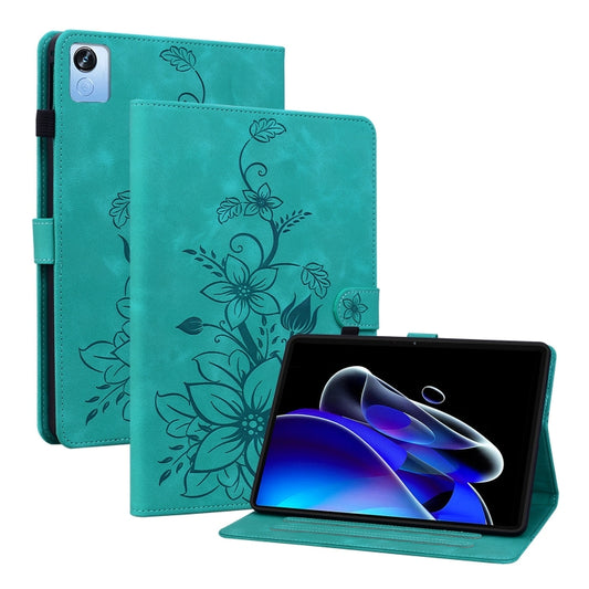 For Realme Pad X Lily Embossed Leather Tablet Case(Green) - Realme by PMC Jewellery | Online Shopping South Africa | PMC Jewellery | Buy Now Pay Later Mobicred