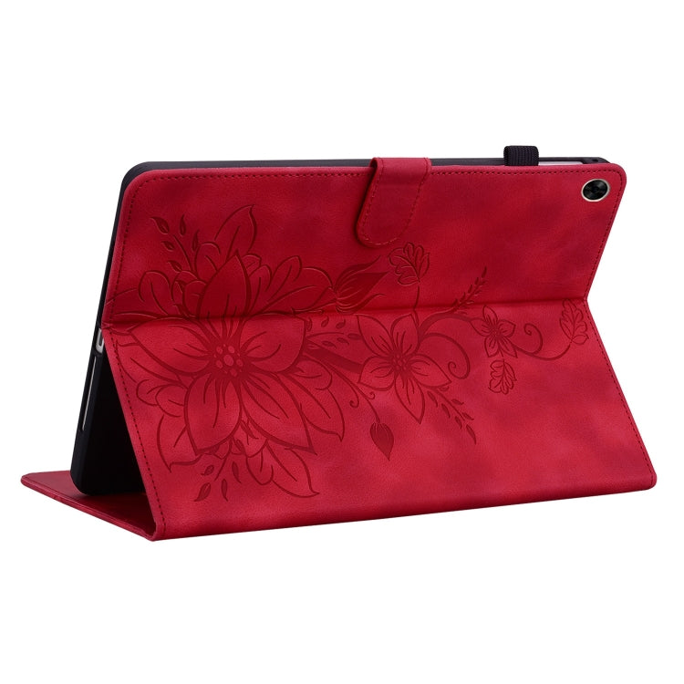 For Realme Pad 10.4 Lily Embossed Leather Tablet Case(Red) - Realme by PMC TechLife | Online Shopping South Africa | PMC TechLife | Buy Now Pay Later Mobicred