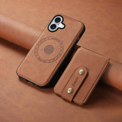 For iPhone 16 Plus Denior D14 NK Retro Pattern MagSafe Magnetic Card Holder Leather Phone Case(Brown) - iPhone 16 Plus Cases by Denior | Online Shopping South Africa | PMC Jewellery | Buy Now Pay Later Mobicred