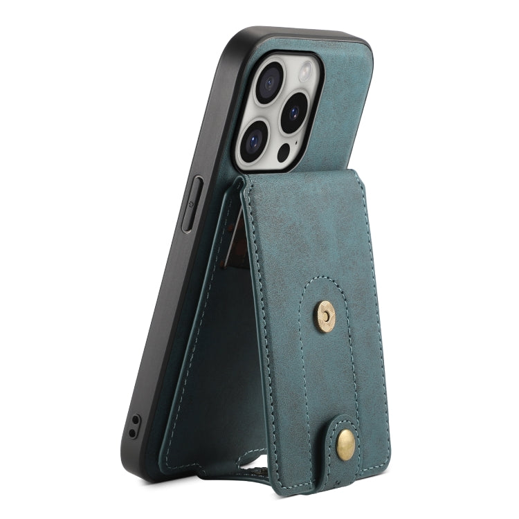 For iPhone 16 Pro Denior D14 NK Retro Pattern MagSafe Magnetic Card Holder Leather Phone Case(Blue) - iPhone 16 Pro Cases by Denior | Online Shopping South Africa | PMC Jewellery | Buy Now Pay Later Mobicred