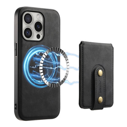 For iPhone 16 Pro Max Denior D14 NK Retro Pattern MagSafe Magnetic Card Holder Leather Phone Case(Black) - iPhone 16 Pro Max Cases by Denior | Online Shopping South Africa | PMC Jewellery | Buy Now Pay Later Mobicred