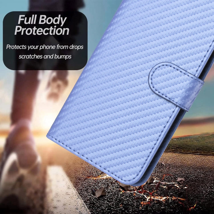 For Xiaomi Redmi K70 / K70 Pro YX0070 Carbon Fiber Buckle Leather Phone Case with Lanyard(Light Purple) - K70 Cases by PMC Jewellery | Online Shopping South Africa | PMC Jewellery | Buy Now Pay Later Mobicred