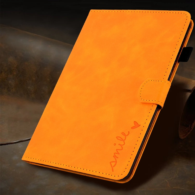 For iPad Pro 11 2024 Embossed Smile Smart Leather Tablet Case(Khaki) - iPad Pro 11 2024 Cases by PMC TechLife | Online Shopping South Africa | PMC TechLife | Buy Now Pay Later Mobicred