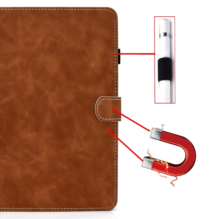 For iPad Pro 11 2024 Cowhide Texture Tablet Leather Smart Case(Brown) - iPad Pro 11 2024 Cases by PMC TechLife | Online Shopping South Africa | PMC TechLife | Buy Now Pay Later Mobicred