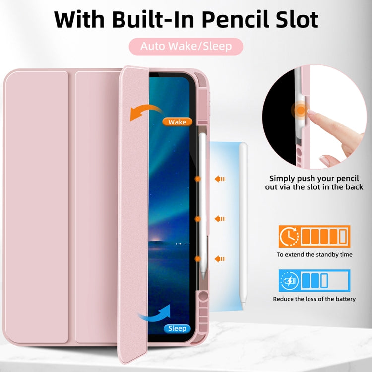 For iPad Pro 11 2024 3-fold TPU Smart Leather Tablet Case with Pen Slot(Pink) - iPad Pro 11 2024 Cases by PMC Jewellery | Online Shopping South Africa | PMC Jewellery | Buy Now Pay Later Mobicred