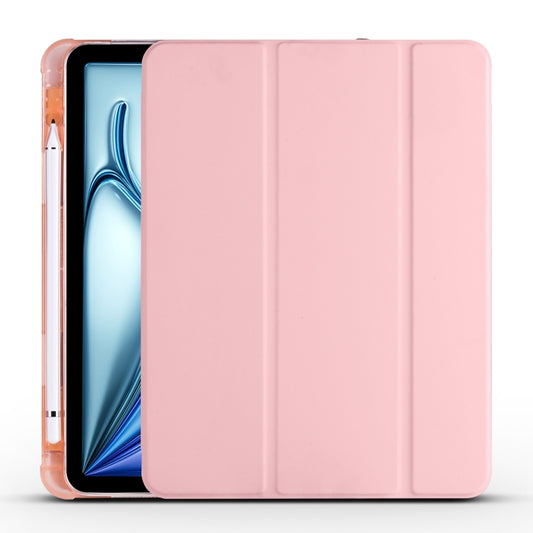 For iPad Air 11 2024 3-fold TPU Leather Smart Tablet Case with Pen Slot(Pink) - iPad Air 11 2024 Cases by PMC Jewellery | Online Shopping South Africa | PMC Jewellery | Buy Now Pay Later Mobicred