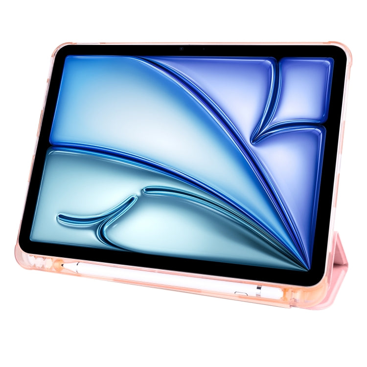 For iPad Air 11 2024 3-fold TPU Leather Smart Tablet Case with Pen Slot(Pink) - iPad Air 11 2024 Cases by PMC Jewellery | Online Shopping South Africa | PMC Jewellery | Buy Now Pay Later Mobicred