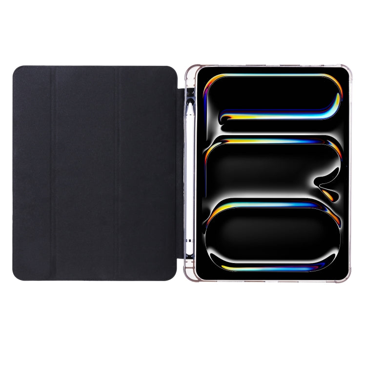 For iPad Pro 13 2024 3-fold TPU Leather Smart Tablet Case with Pen Slot(Black) - iPad Pro 13 2024 Cases by PMC TechLife | Online Shopping South Africa | PMC TechLife | Buy Now Pay Later Mobicred