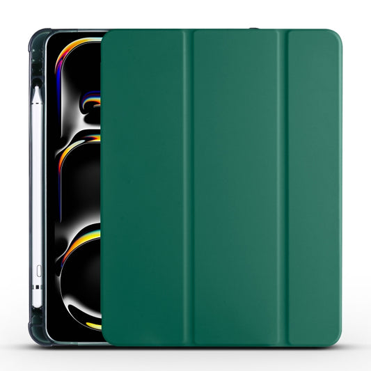 For iPad Pro 13 2024 3-fold TPU Leather Smart Tablet Case with Pen Slot(Pine Green) - iPad Pro 13 2024 Cases by PMC Jewellery | Online Shopping South Africa | PMC Jewellery | Buy Now Pay Later Mobicred