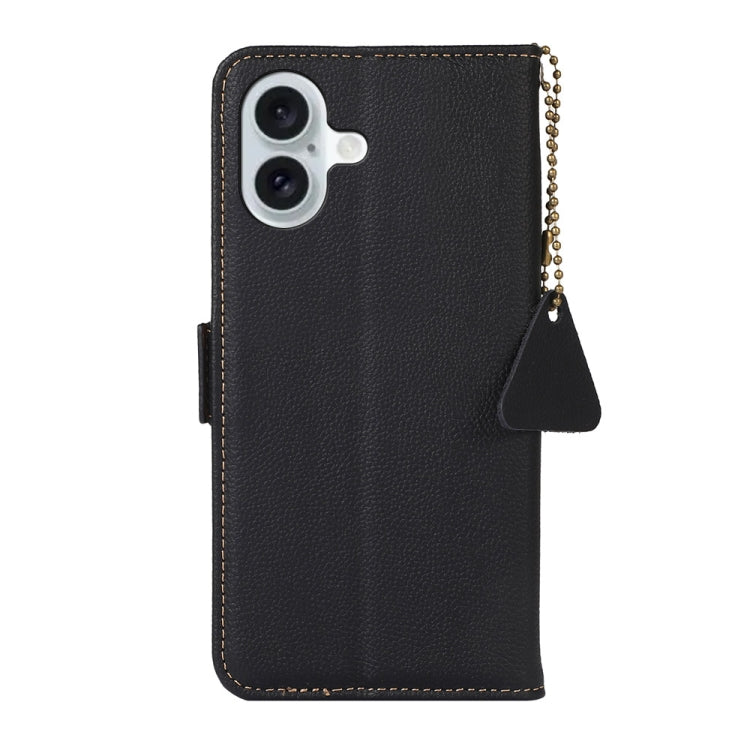 For iPhone 16 Side-Magnetic TJ Genuine Leather RFID Phone Case(Black) - iPhone 16 Cases by PMC Jewellery | Online Shopping South Africa | PMC Jewellery | Buy Now Pay Later Mobicred