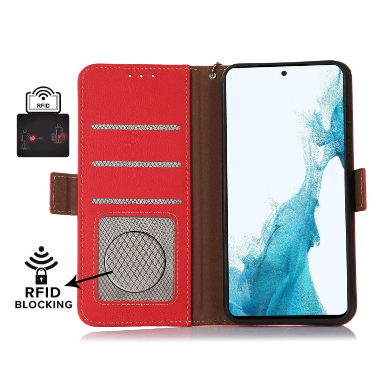 For iPhone 16 Plus Side-Magnetic TJ Genuine Leather RFID Phone Case(Red) - iPhone 16 Plus Cases by PMC TechLife | Online Shopping South Africa | PMC TechLife | Buy Now Pay Later Mobicred