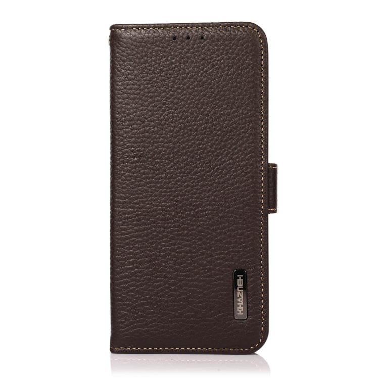 For iPhone 16 Pro Max KHAZNEH Side-Magnetic Litchi Genuine Leather RFID Case(Brown) - iPhone 16 Pro Max Cases by PMC TechLife | Online Shopping South Africa | PMC TechLife | Buy Now Pay Later Mobicred
