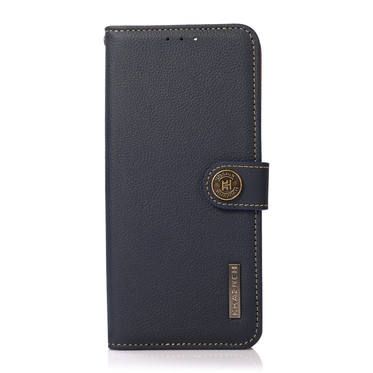For iPhone 16 Pro Max KHAZNEH Custer Genuine Leather RFID Phone Case(Blue) - iPhone 16 Pro Max Cases by PMC TechLife | Online Shopping South Africa | PMC TechLife | Buy Now Pay Later Mobicred