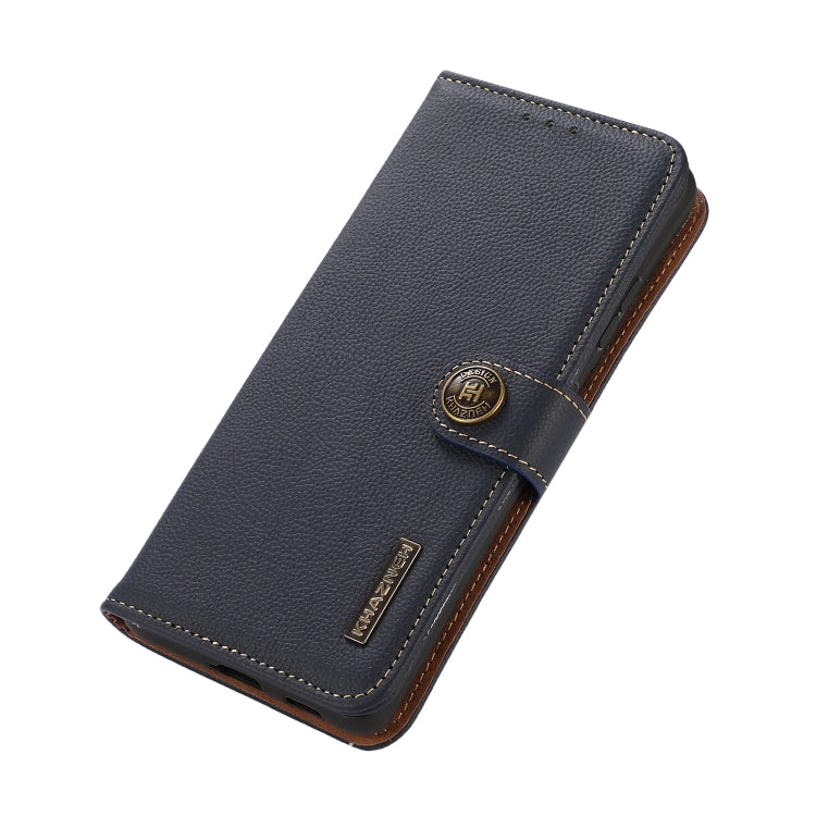 For iPhone 16 Pro Max KHAZNEH Custer Genuine Leather RFID Phone Case(Blue) - iPhone 16 Pro Max Cases by PMC TechLife | Online Shopping South Africa | PMC TechLife | Buy Now Pay Later Mobicred