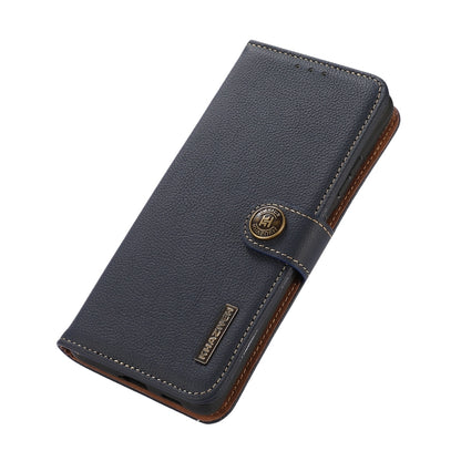 For iPhone 16 Pro KHAZNEH Custer Genuine Leather RFID Phone Case(Blue) - iPhone 16 Pro Cases by PMC Jewellery | Online Shopping South Africa | PMC Jewellery | Buy Now Pay Later Mobicred