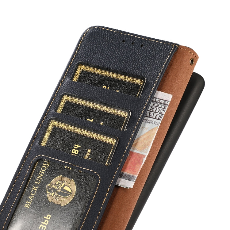 For iPhone SE 2024 KHAZNEH Custer Genuine Leather RFID Phone Case(Blue) - More iPhone Cases by PMC TechLife | Online Shopping South Africa | PMC TechLife | Buy Now Pay Later Mobicred