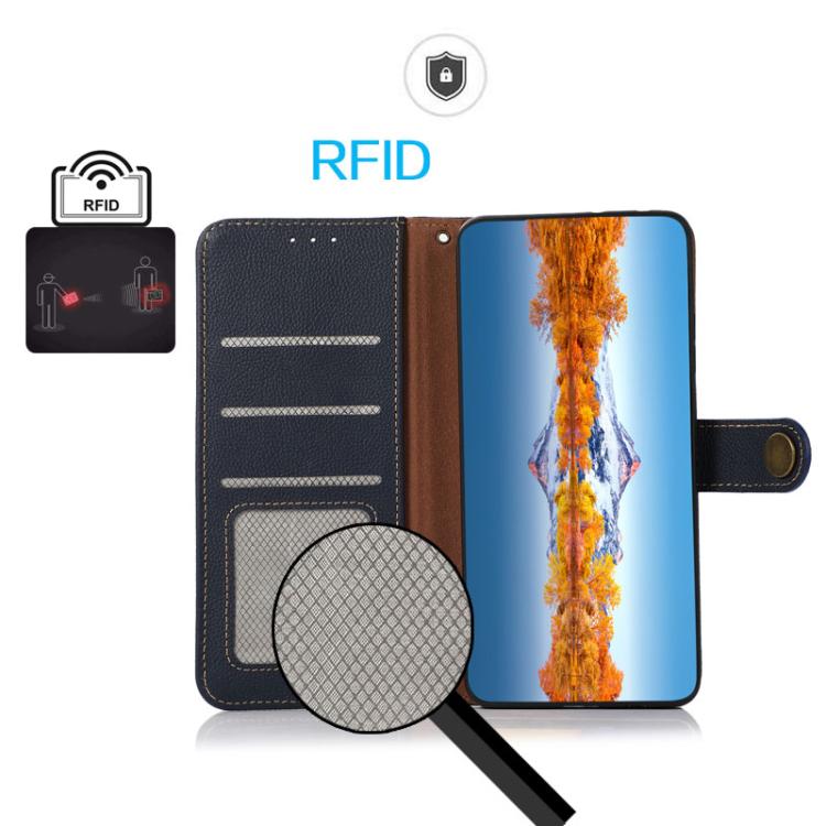 For iPhone 17 Air KHAZNEH Custer Genuine Leather RFID Phone Case(Blue) - free shipping - PMc TechLife - Order now!