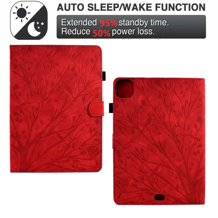 For iPad Pro 11 2024 Fortune Tree Embossed Leather Smart Tablet Case(Red) - iPad Pro 11 2024 Cases by PMC Jewellery | Online Shopping South Africa | PMC Jewellery | Buy Now Pay Later Mobicred