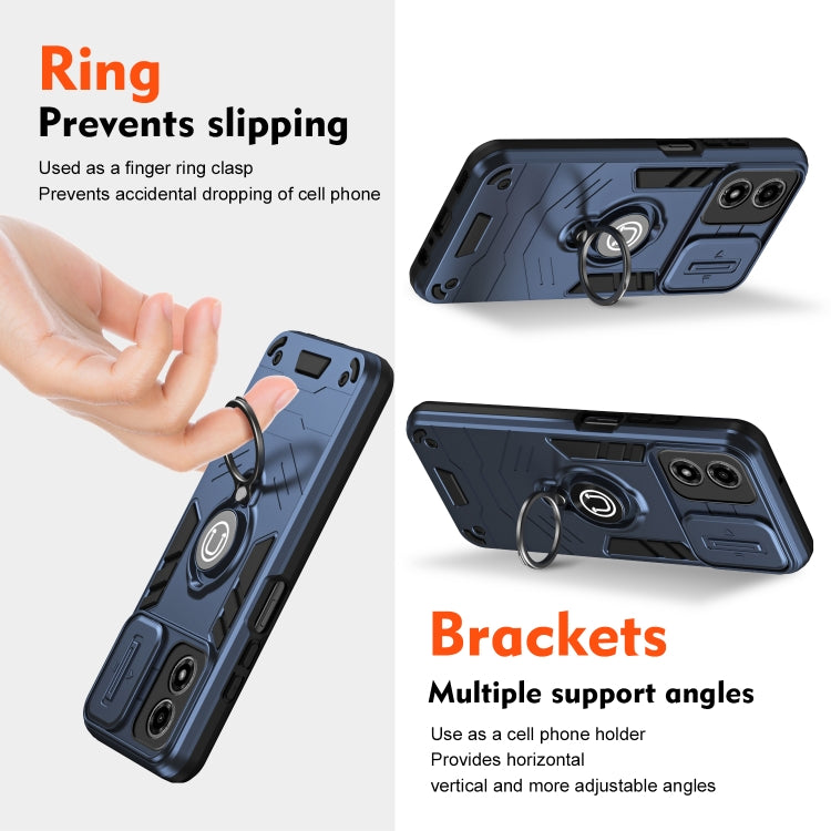 For Motorola Moto G04 / G24 Camshield Ring Holder Phone Case(Royal Blue) - Motorola Cases by PMC TechLife | Online Shopping South Africa | PMC TechLife | Buy Now Pay Later Mobicred