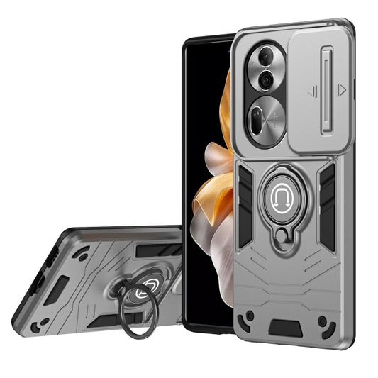 For OPPO Reno11 Pro Global Camshield Ring Holder Phone Case(Grey) - Reno11 Pro Cases by PMC Jewellery | Online Shopping South Africa | PMC Jewellery | Buy Now Pay Later Mobicred