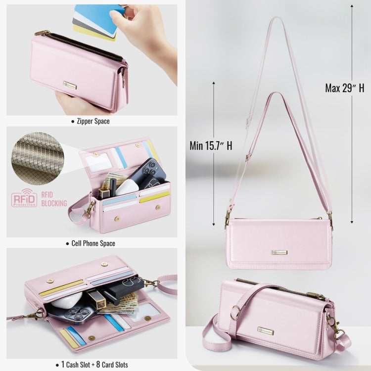 CaseMe ME30 Max Multifunctional Large-Capacity Shoulder Crossbody Phone Bag(Pink) -  by CaseMe | Online Shopping South Africa | PMC Jewellery | Buy Now Pay Later Mobicred