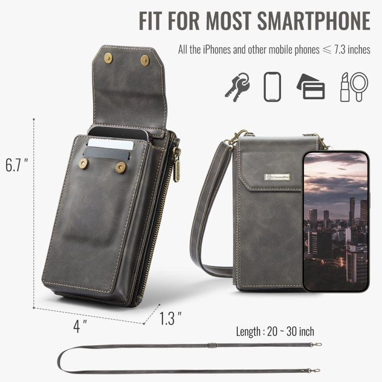 CaseMe Me40 Vertical Multifunctional Shoulder Crossbody Phone Bag(Coffee) -  by CaseMe | Online Shopping South Africa | PMC Jewellery | Buy Now Pay Later Mobicred