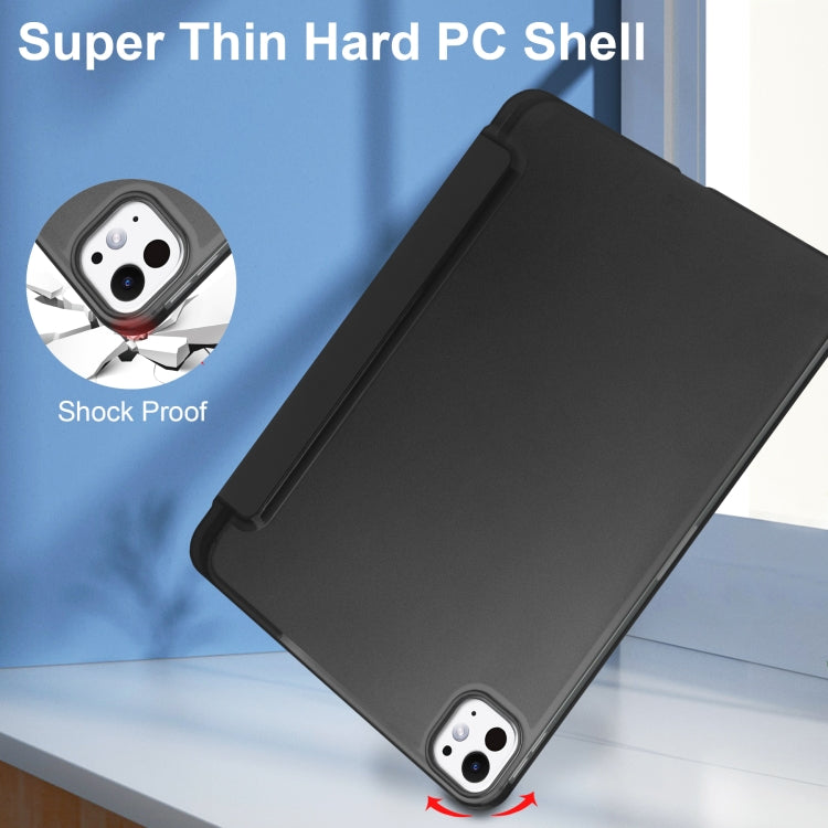For iPad Pro 13 2024 3-fold Semi-transparent Frosted Smart Leather Tablet Case(Black) - iPad Pro 13 2024 Cases by PMC TechLife | Online Shopping South Africa | PMC TechLife | Buy Now Pay Later Mobicred