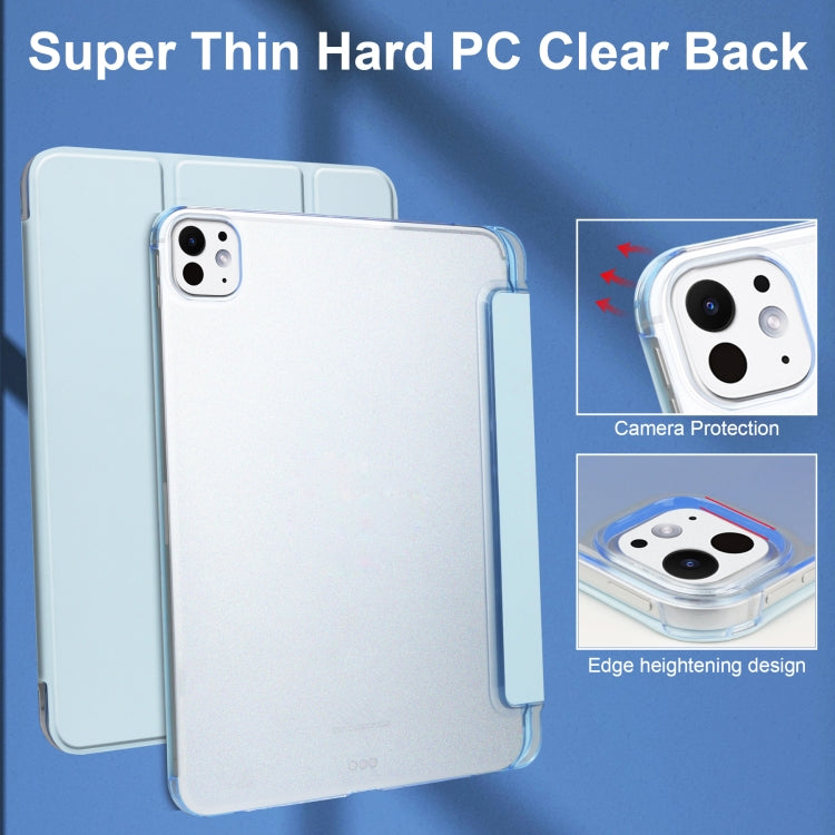 For iPad Pro 13 2024 3-fold Semi-transparent Frosted Smart Leather Tablet Case(Sky Blue) - iPad Pro 13 2024 Cases by PMC TechLife | Online Shopping South Africa | PMC TechLife | Buy Now Pay Later Mobicred