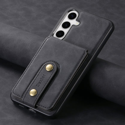 For Samsung Galaxy S24+ 5G Denior D14 NK Retro Pattern MagSafe Magnetic Card Holder Leather Phone Case(Black) - Galaxy S24+ 5G Cases by Denior | Online Shopping South Africa | PMC Jewellery | Buy Now Pay Later Mobicred