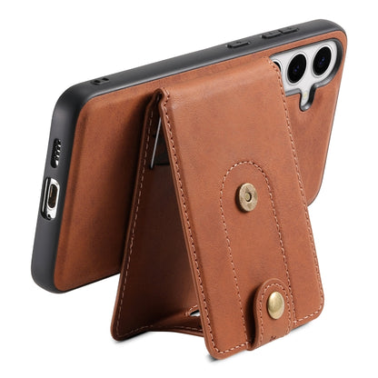 For Samsung Galaxy S24 5G Denior D14 NK Retro Pattern MagSafe Magnetic Card Holder Leather Phone Case(Brown) - Galaxy S24 5G Cases by Denior | Online Shopping South Africa | PMC Jewellery | Buy Now Pay Later Mobicred