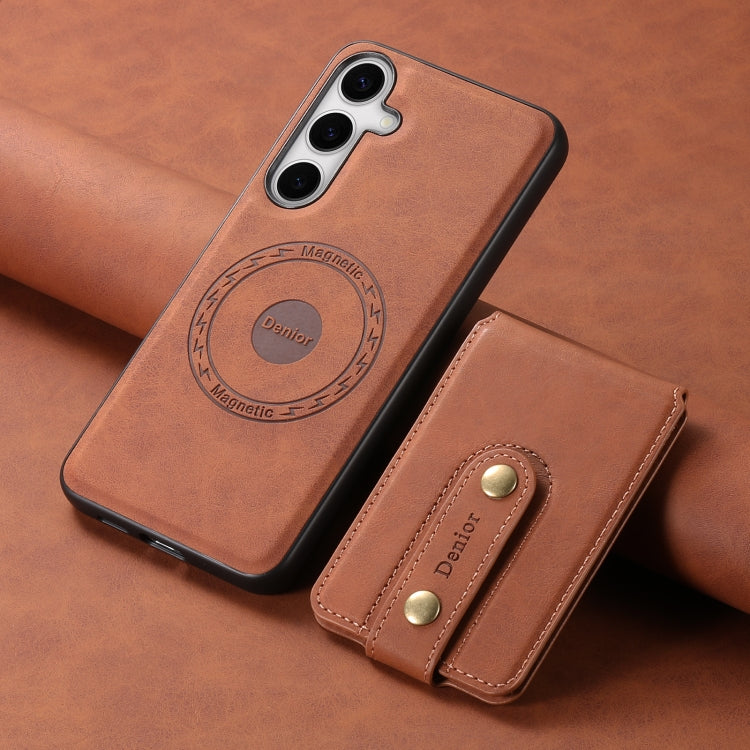 For Samsung Galaxy S24 5G Denior D14 NK Retro Pattern MagSafe Magnetic Card Holder Leather Phone Case(Brown) - Galaxy S24 5G Cases by Denior | Online Shopping South Africa | PMC Jewellery | Buy Now Pay Later Mobicred