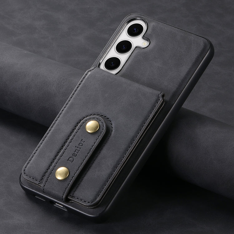 For Samsung Galaxy S24 5G Denior D14 NK Retro Pattern MagSafe Magnetic Card Holder Leather Phone Case(Black) - Galaxy S24 5G Cases by Denior | Online Shopping South Africa | PMC Jewellery | Buy Now Pay Later Mobicred