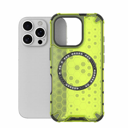 For iPhone 16 Pro Honeycomb Magnetic Ring Shockproof Phone Case(Green) - iPhone 16 Pro Cases by PMC Jewellery | Online Shopping South Africa | PMC Jewellery | Buy Now Pay Later Mobicred