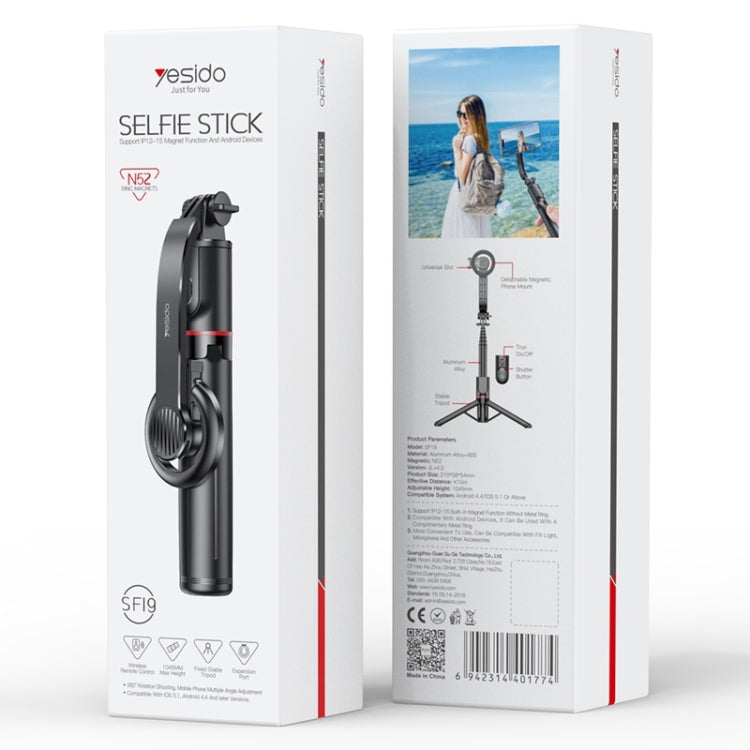 Yesido SF19 Magnetic Cell Phone Tripod Bluetooth Remote Control Selfie Stick(Black) - Selfie Sticks by Yesido | Online Shopping South Africa | PMC Jewellery | Buy Now Pay Later Mobicred