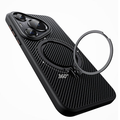 For Huawei Pura 70 Double Ring MagSafe Holder Carbon Fibre Phone Case(Black) - Huawei Cases by PMC Jewellery | Online Shopping South Africa | PMC Jewellery | Buy Now Pay Later Mobicred