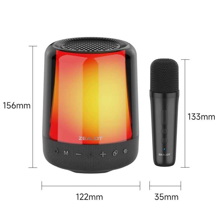 Zealot S66M RGB Rhythmic Light Karaoke Wireless Speaker, Style:Single Mic(Black) - Desktop Speaker by ZEALOT | Online Shopping South Africa | PMC Jewellery | Buy Now Pay Later Mobicred