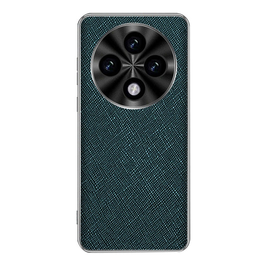 For OPPO A3 Pro Silver Edge Cross Texture PU Leather Phone Case(Dark Green) - OPPO Cases by PMC Jewellery | Online Shopping South Africa | PMC Jewellery | Buy Now Pay Later Mobicred