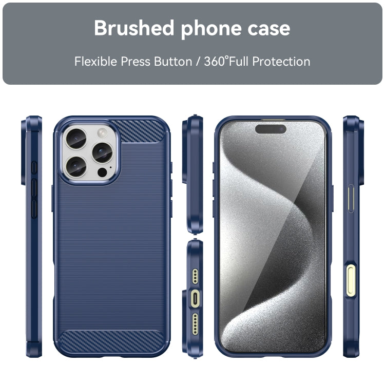 For iPhone 16 Pro Max Brushed Texture Carbon Fiber TPU Phone Case(Blue) - iPhone 16 Pro Max Cases by PMC TechLife | Online Shopping South Africa | PMC TechLife | Buy Now Pay Later Mobicred