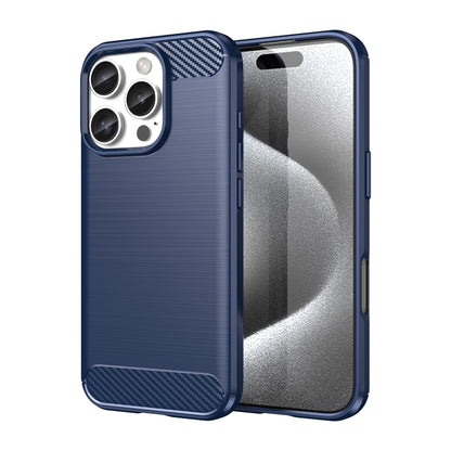 For iPhone 16 Pro Brushed Texture Carbon Fiber TPU Phone Case(Blue) - iPhone 16 Pro Cases by PMC Jewellery | Online Shopping South Africa | PMC Jewellery | Buy Now Pay Later Mobicred